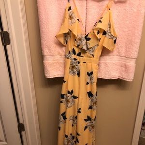 J.O.A Yellow floral jumpsuit